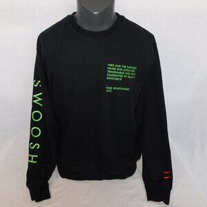 Nike Black Green Red Double Swoosh Embroidered Crewneck Sweatshirt Mens L